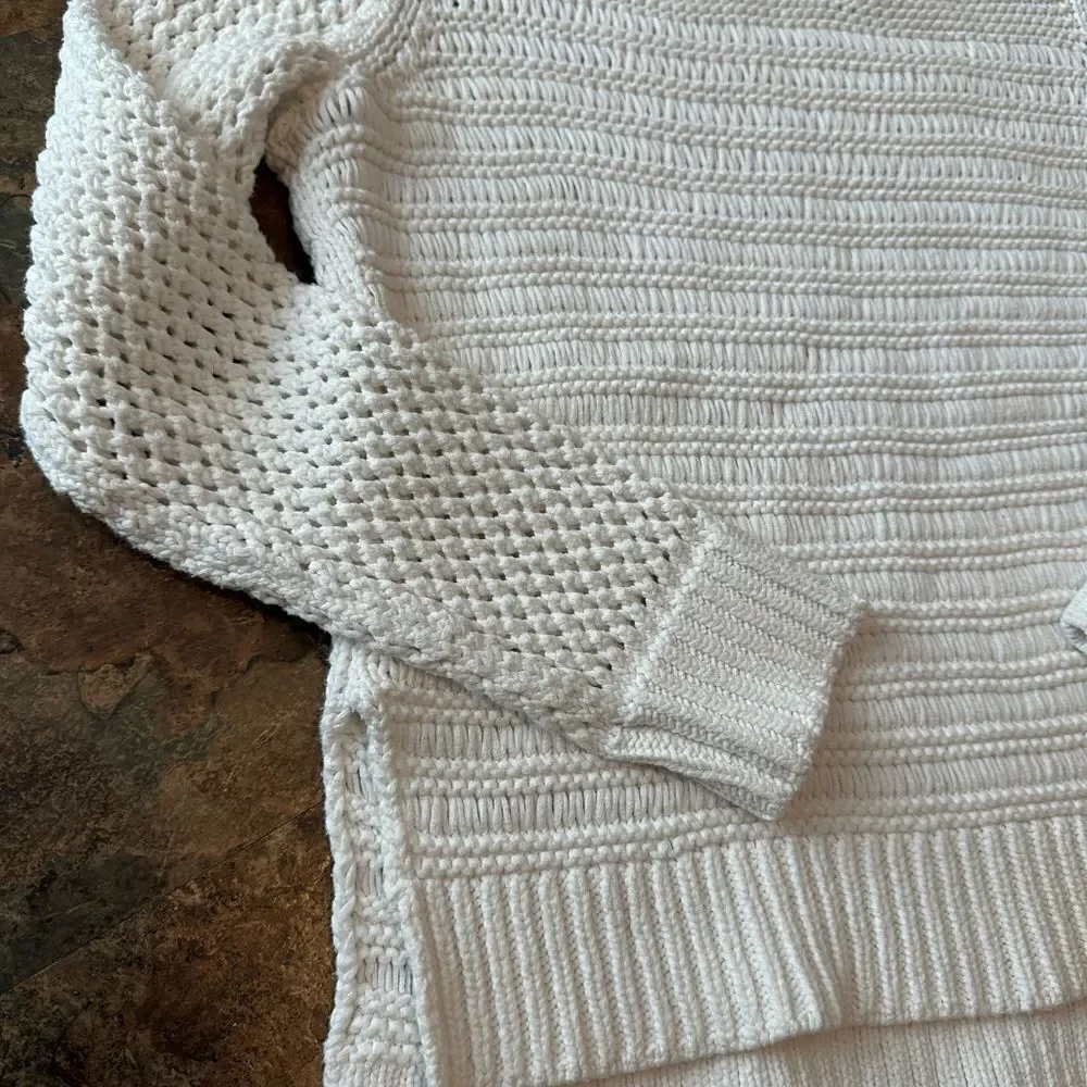 Rag & Bone Ivory Mesh Knit Cotton Crewneck Sweater Pullover Size Small
